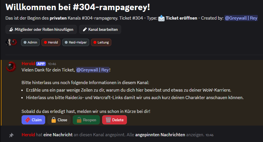 Ticket füllen